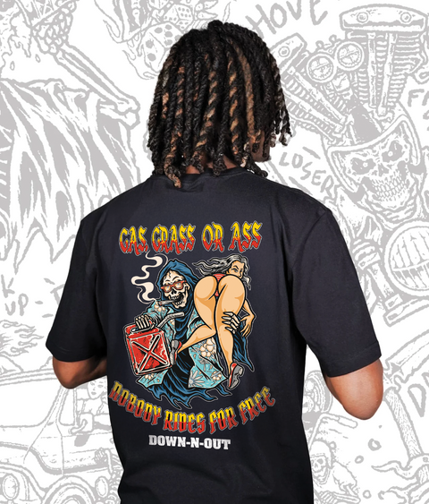Gas, Ass Or Grass Black Tee