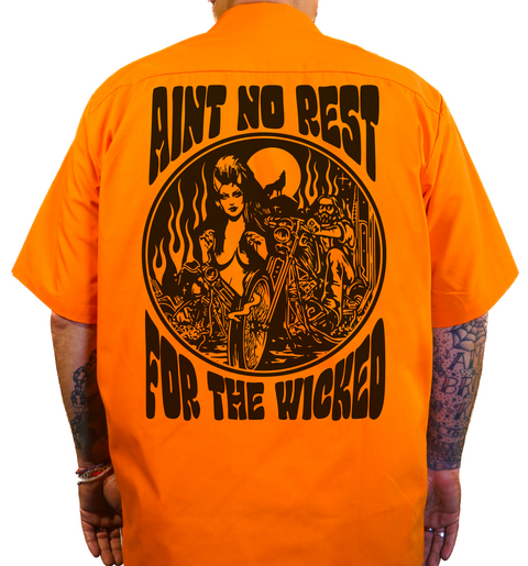 No Rest Printed Work Shirt / Shop Shirt