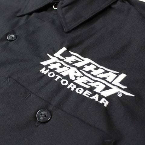 Fire Department Skull Embroidered Work Shirt / Shop Shirt