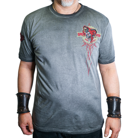 Nobody's Fool Skull Jester Vintage Washed Men's Gray Tee Shirt