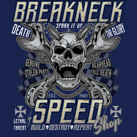 Breakneck Speed Shop Vintage Washed Men's Blue Washed Tee Shirt