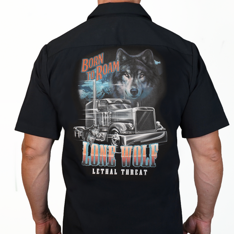 Lone Wolf Printed Work Shirt / Shop Shirt